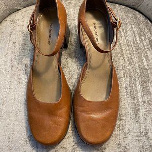Naturalizer Brown Leather Mary Jane Heels